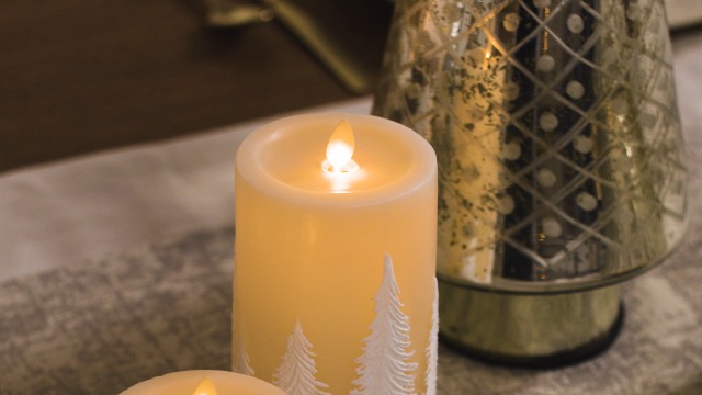 Amazon.com: Luminara White Swan Embossed Trees Flameless LED